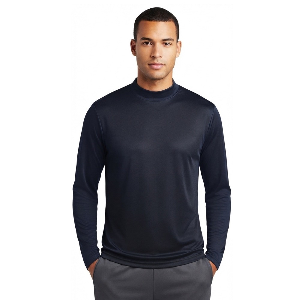 Augusta Sportswear Mock Turtleneck Shirt Mens Large Black Long Sleeve Athletic